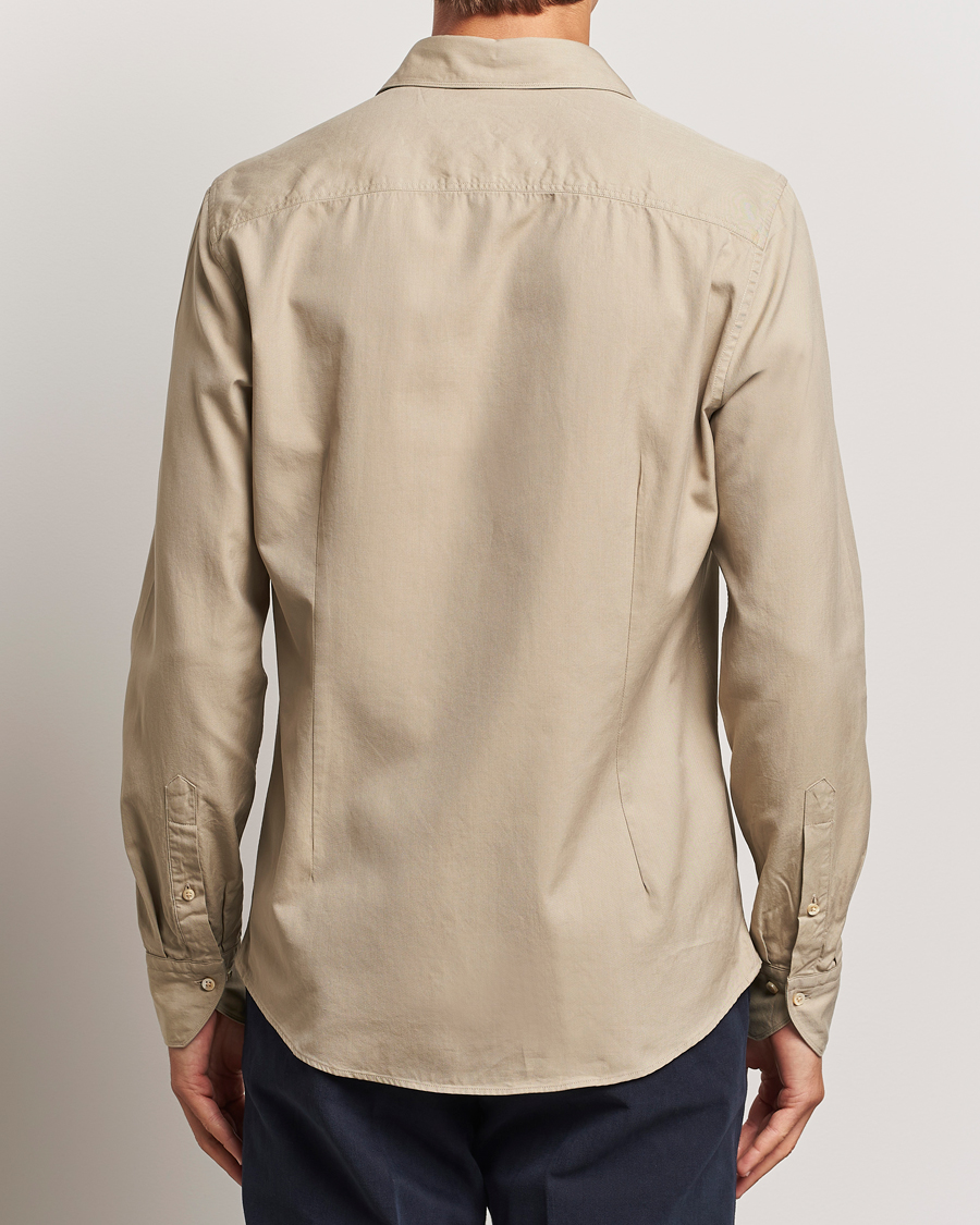 Homme | Chemises | Stenströms | Slimline Cut Away Washed Twill Shirt Beige