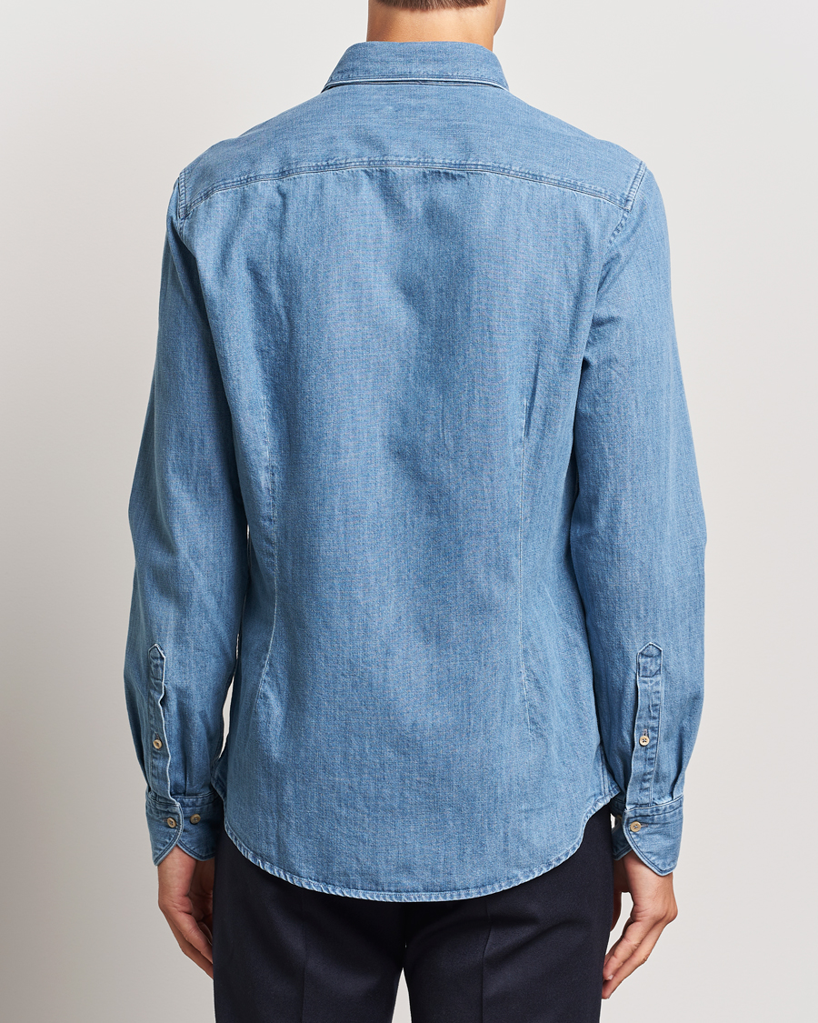 Homme | Chemises | Stenströms | Slimline Double Pocket Denim Shirt Blue