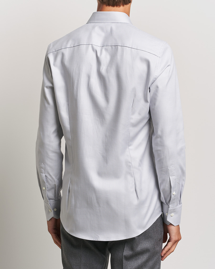 Homme | Chemises | Stenströms | Slimline Houndstooth Cut Away Shirt Grey