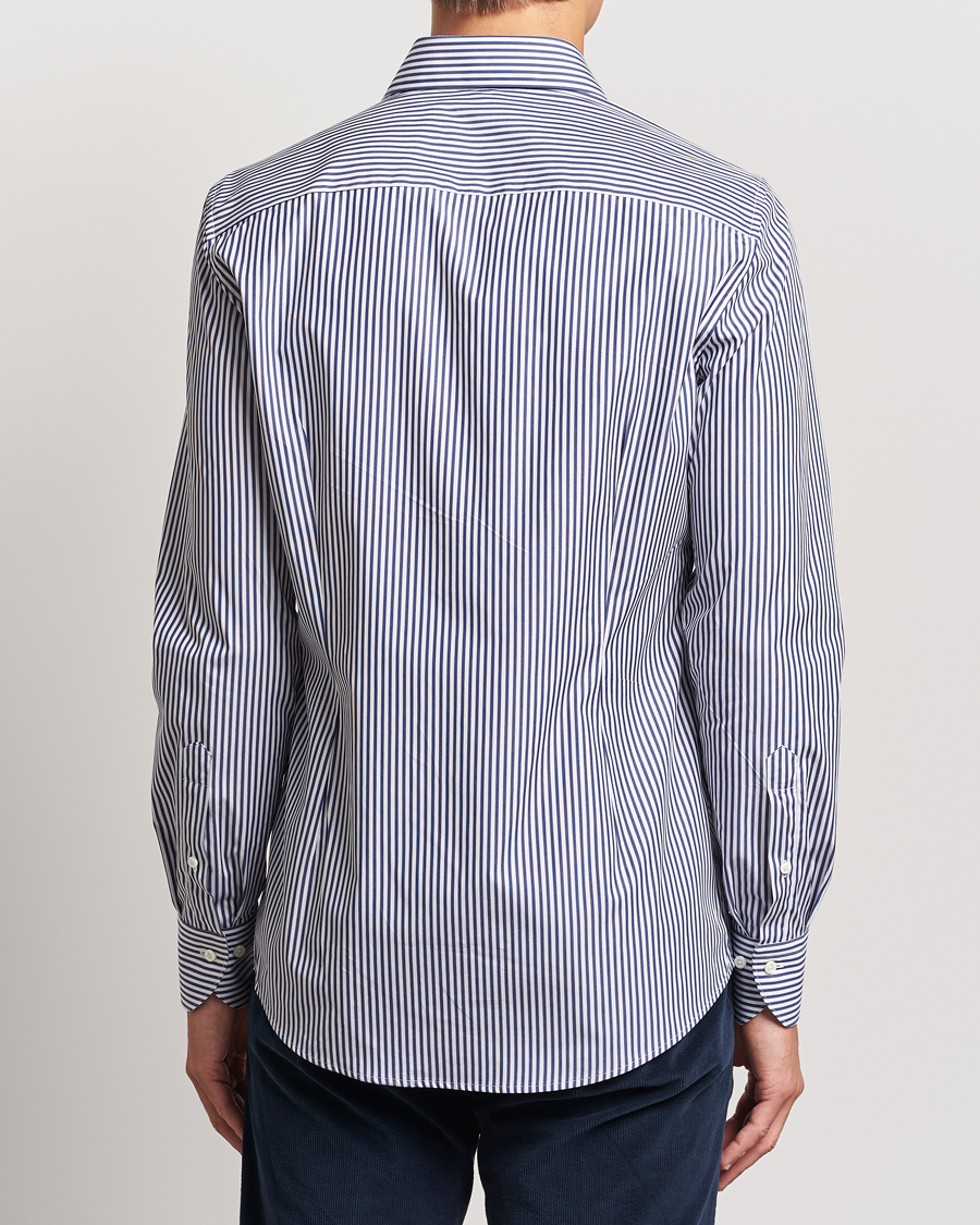 Homme | Chemises | Stenströms | Slimline Striped Poplin Cut Away Shirt Blue