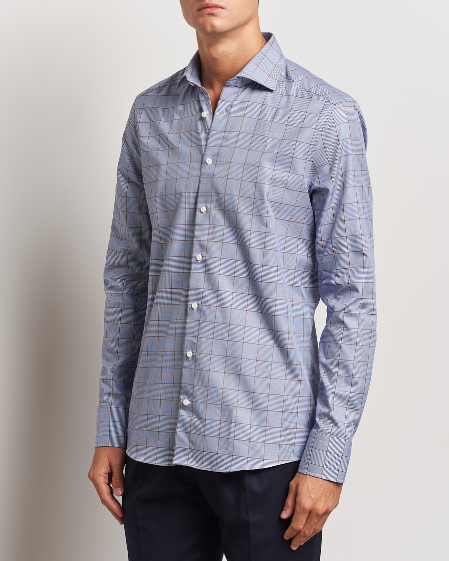 Homme | Chemises | Stenströms | Slimline Prince of Wales Check Shirt Blue