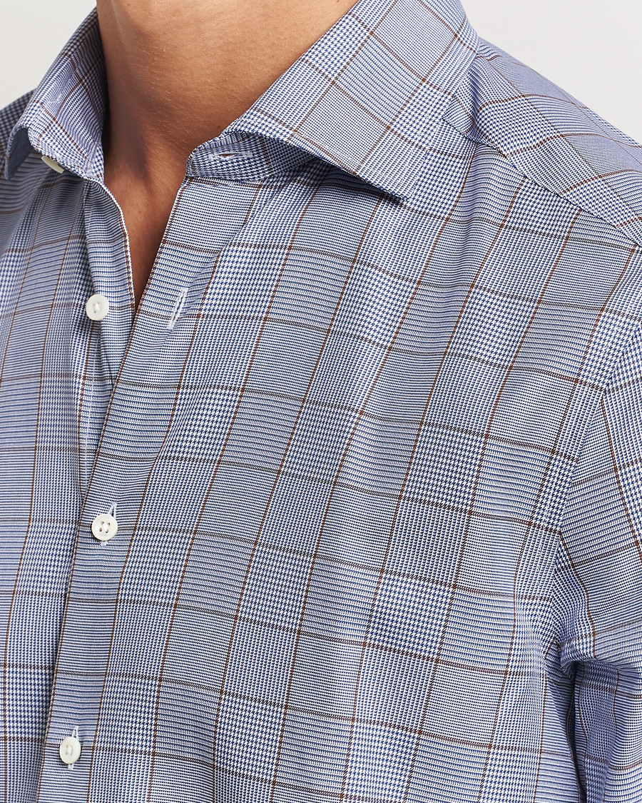 Homme | Chemises | Stenströms | Slimline Prince of Wales Check Shirt Blue