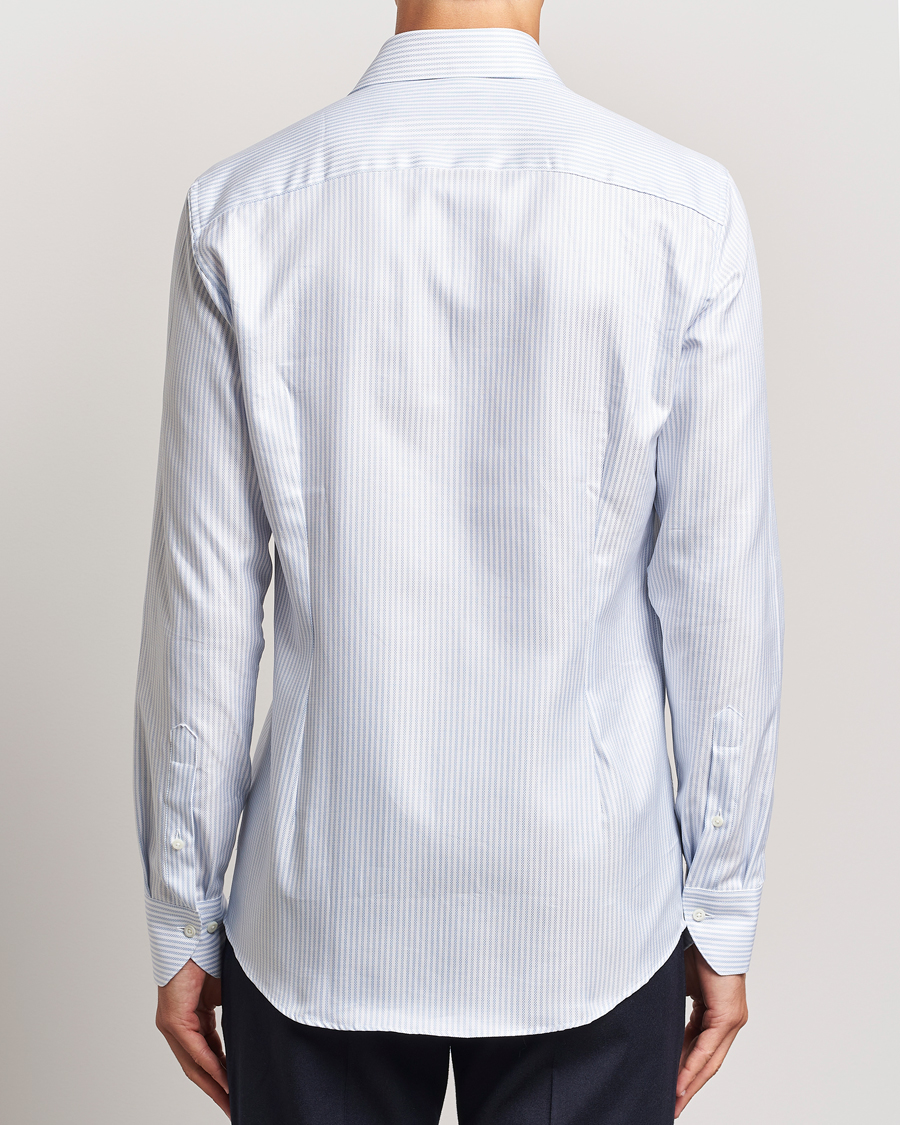 Homme | Chemises | Stenströms | Slimline Striped Twill Cut Away Shirt White/Blue
