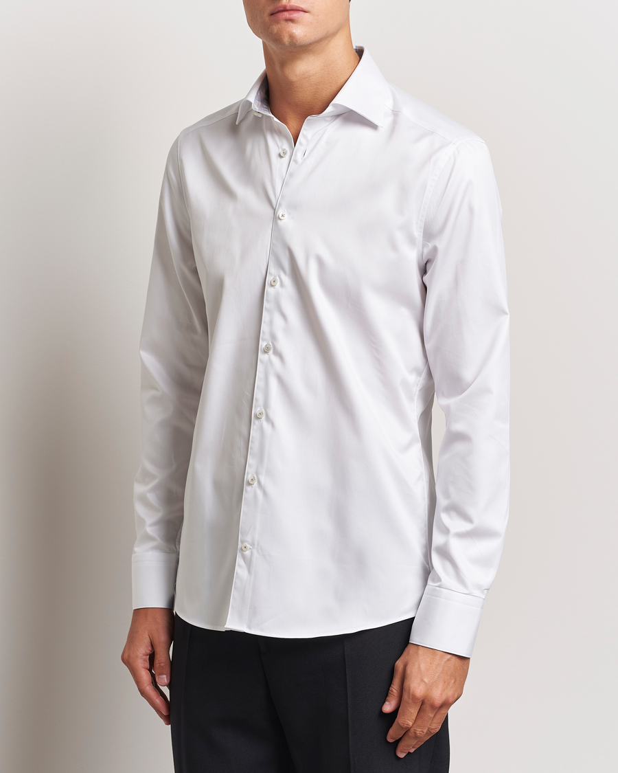 Homme | Chemises | Stenströms | Slimline Contrast Cut Away Shirt White/Grey
