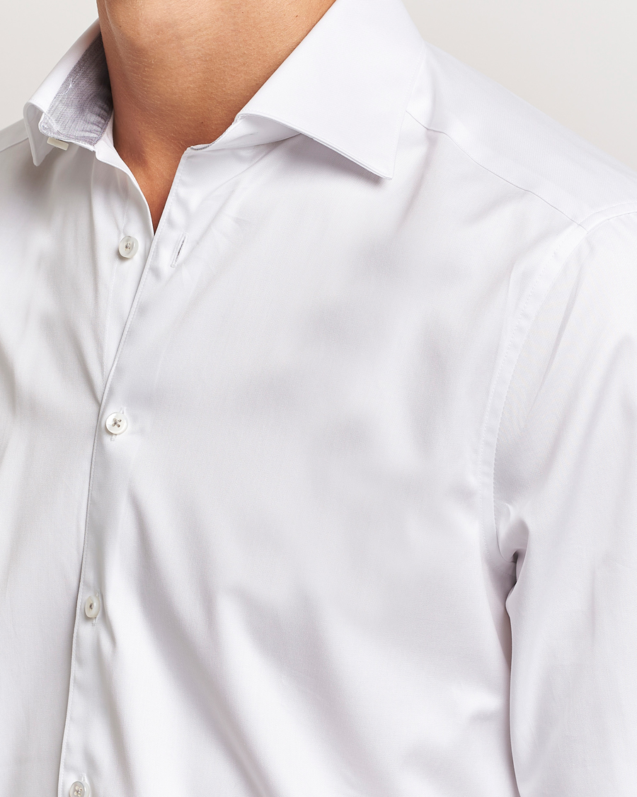 Homme | Chemises | Stenströms | Slimline Contrast Cut Away Shirt White/Grey