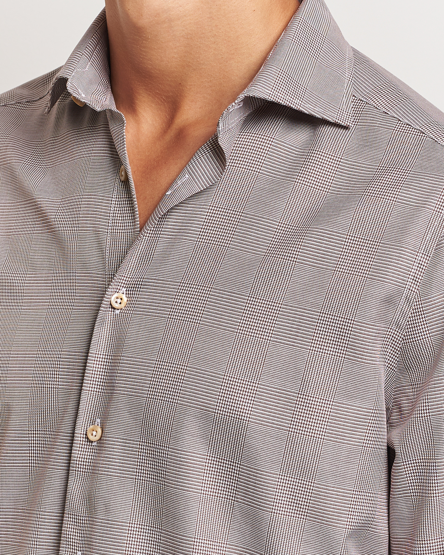 Homme | Chemises | Stenströms | Slimline Checked Twill Shirt Brown