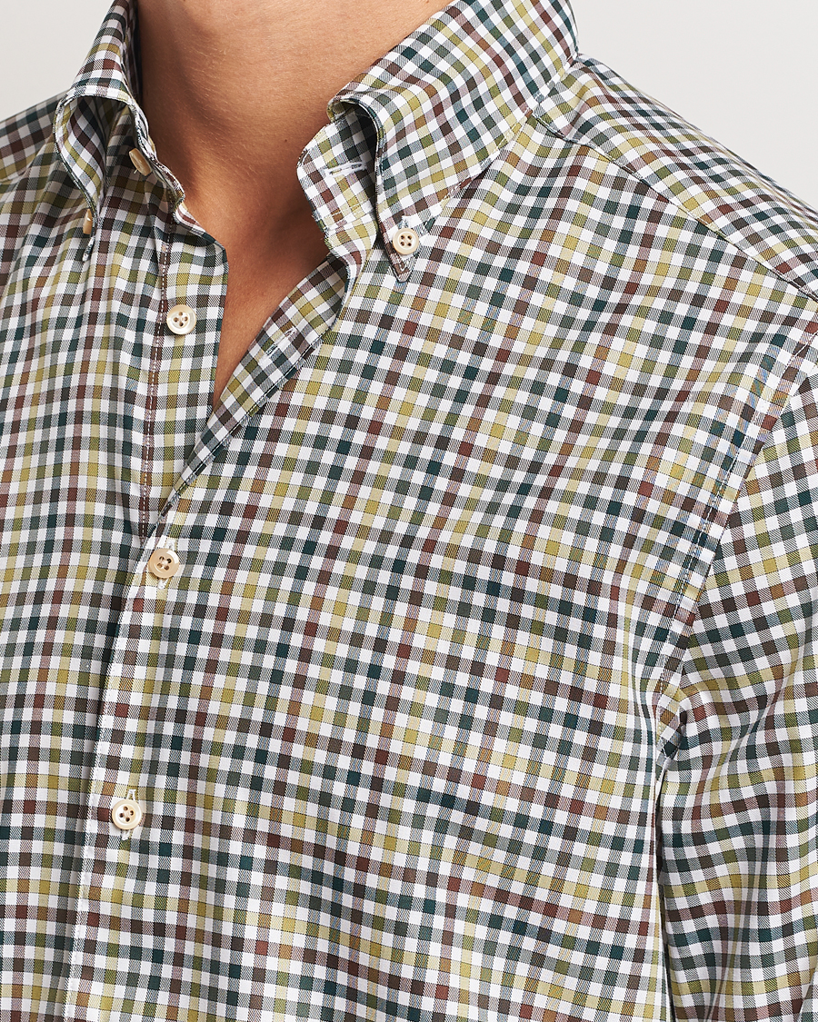 Homme | Chemises | Stenströms | Slimline Small Check Button Down Shirt Green