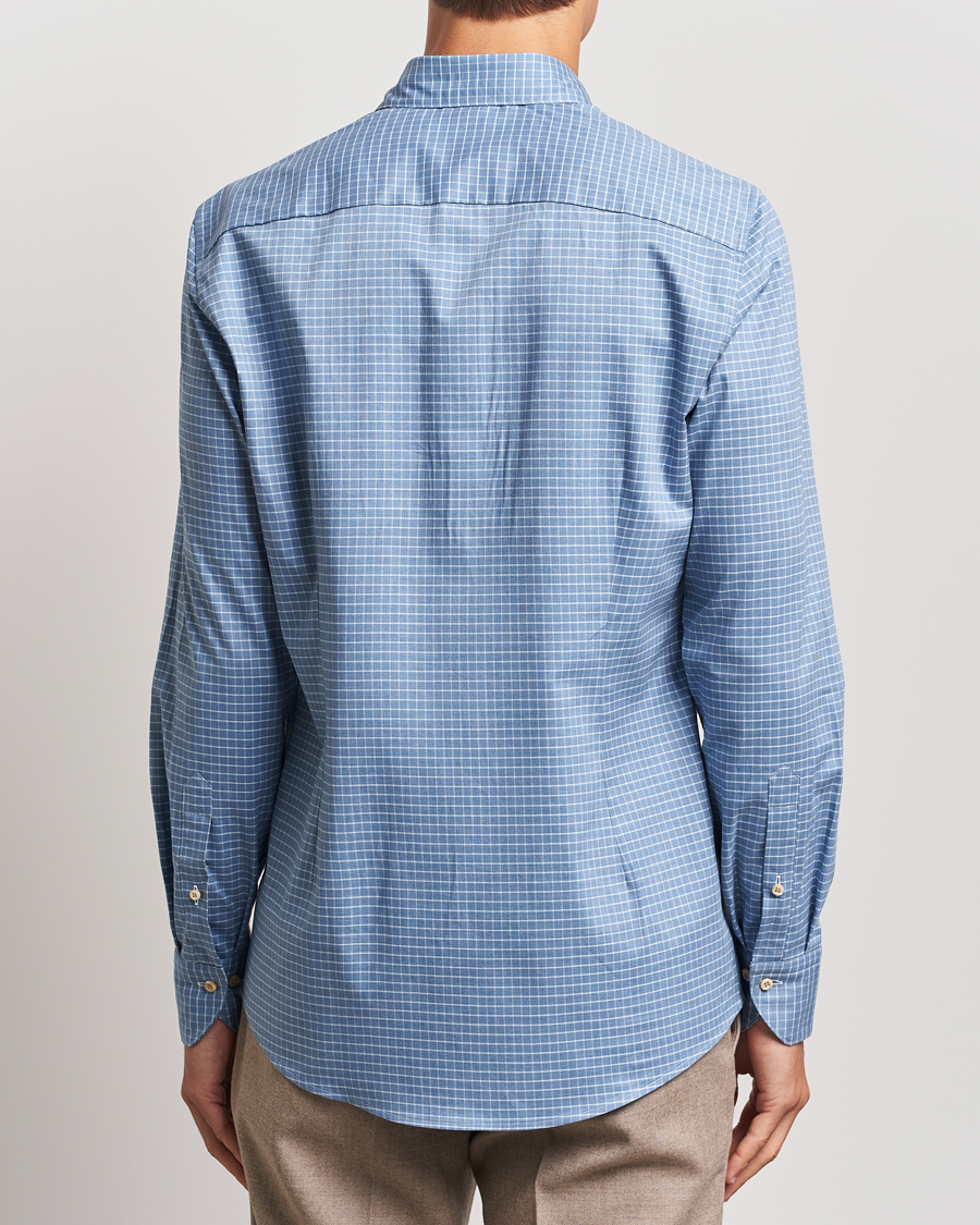 Homme | Chemises | Stenströms | Slimline Melange Check Cut Away Shirt Blue