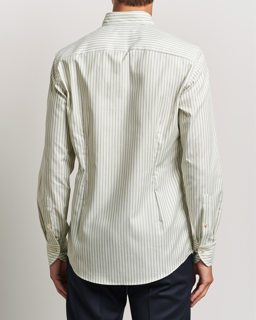 Homme | Chemises | Stenströms | Slimline Vintage Stripe Oxford Shirt Green