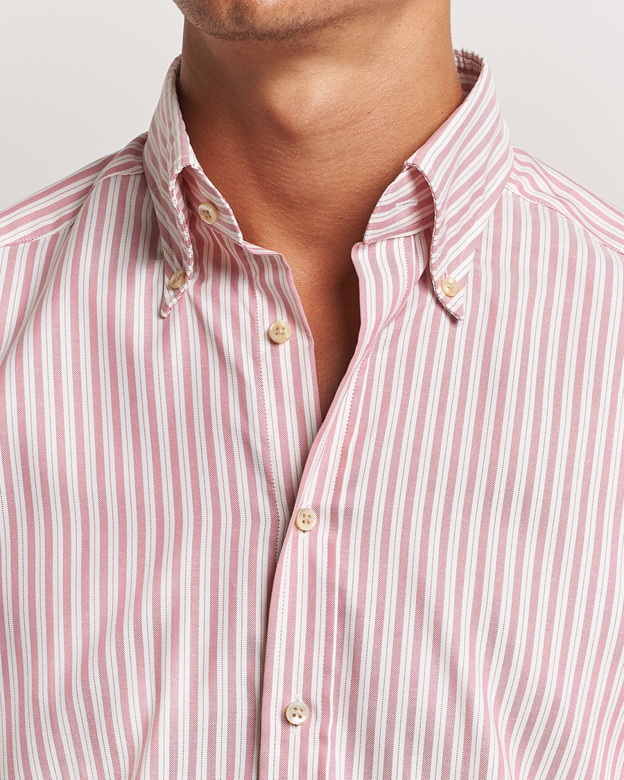 Homme | Chemises | Stenströms | Slimline Vintage Stripe Oxford Shirt Red