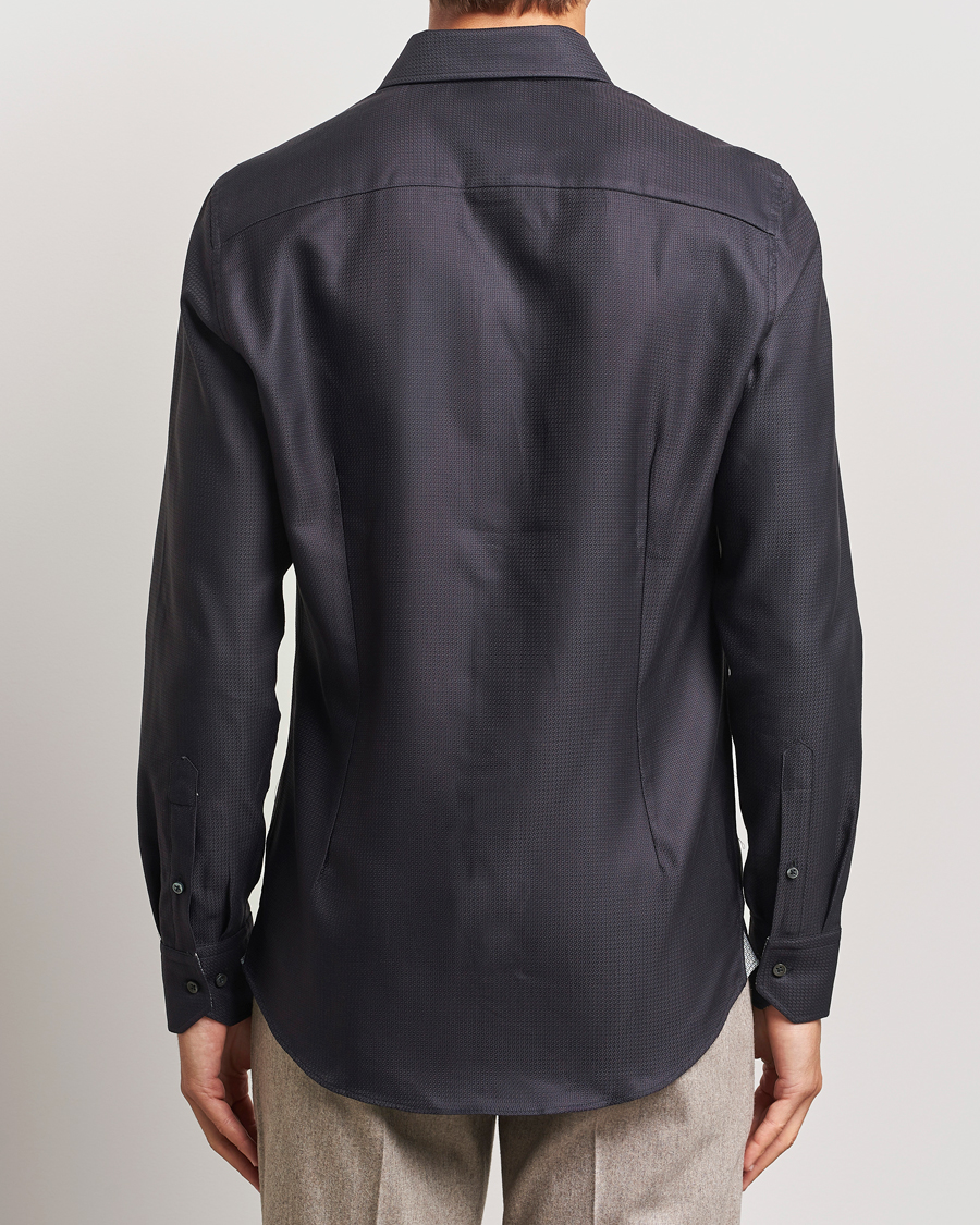 Homme | Chemises | Stenströms | Slimline Structure Contrast Cut Away Shirt Black