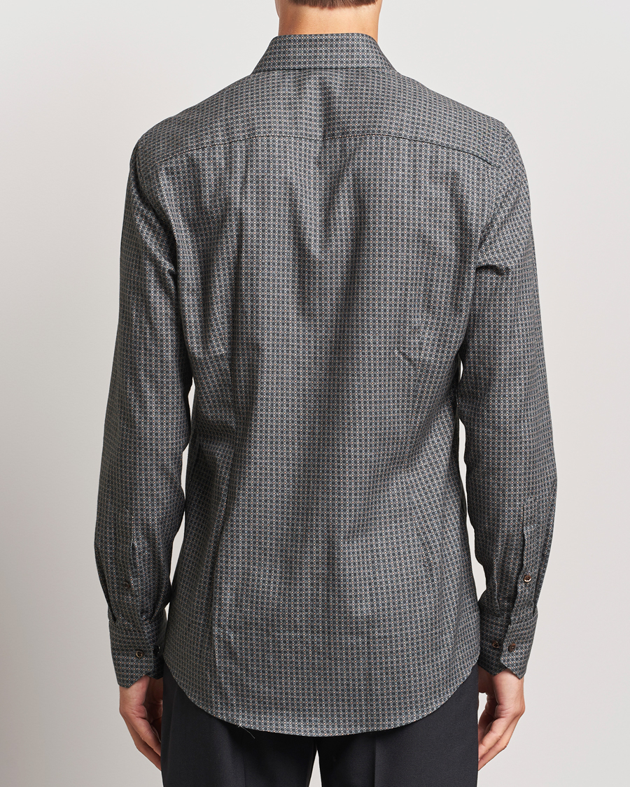 Homme | Chemises | Stenströms | Slimline Brushed Printed Cut Away Shirt Black