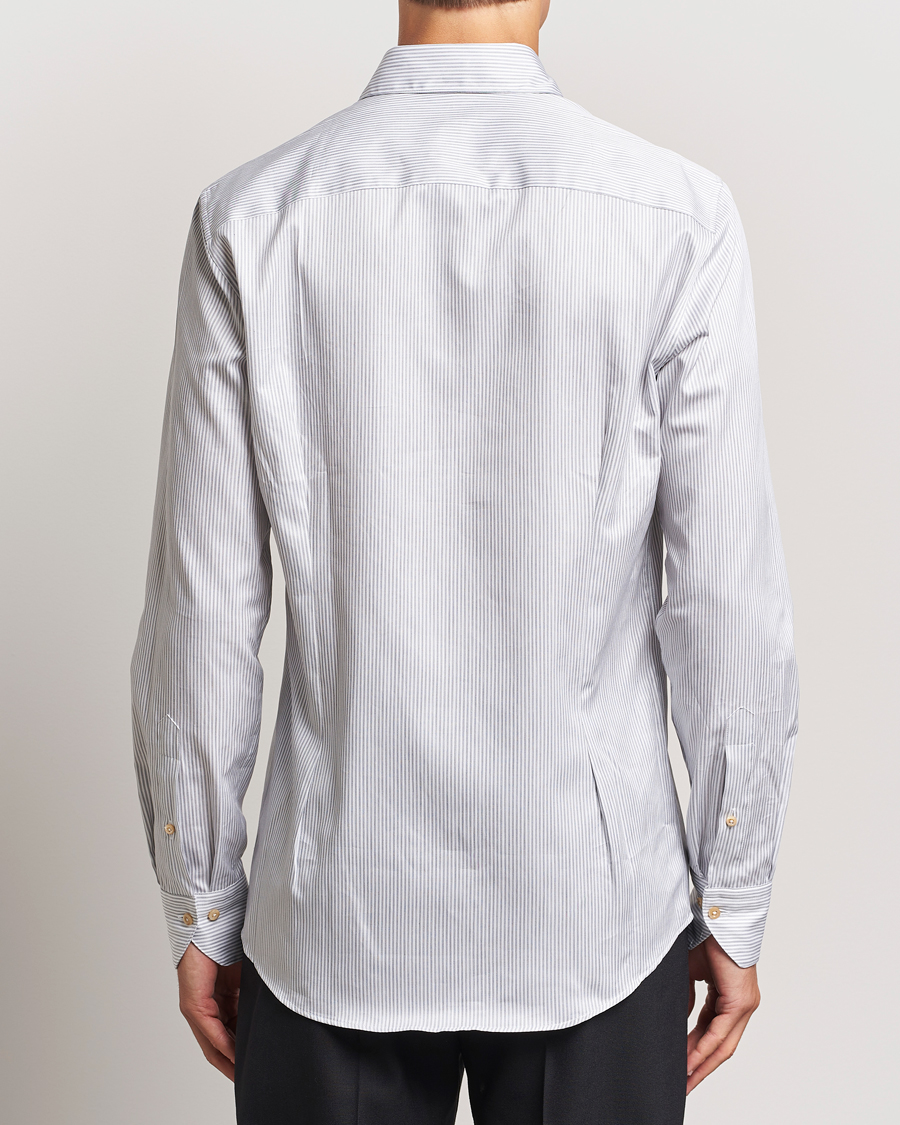 Homme | Chemises | Stenströms | Slimline Melange Stripe Cut Away Shirt Grey