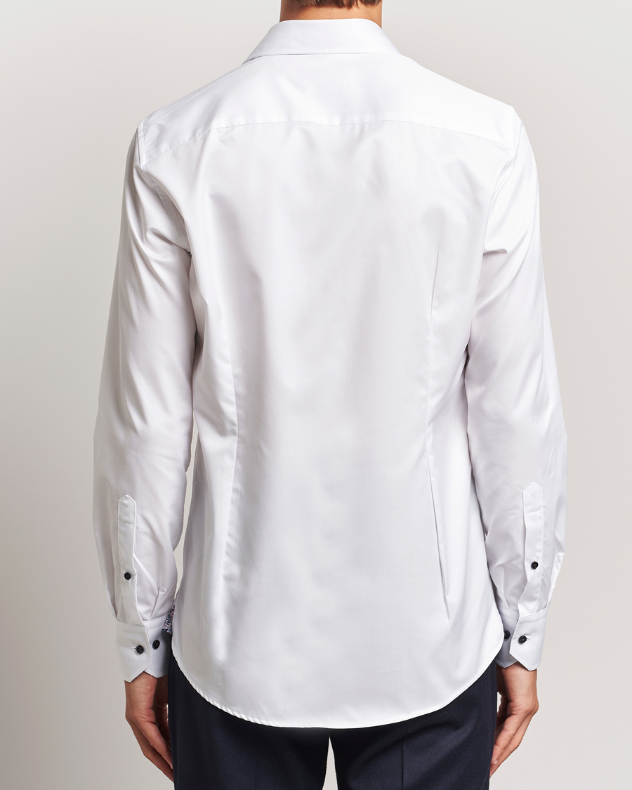 Homme | Chemises | Stenströms | Slimline Twill Flower Contrast Shirt White