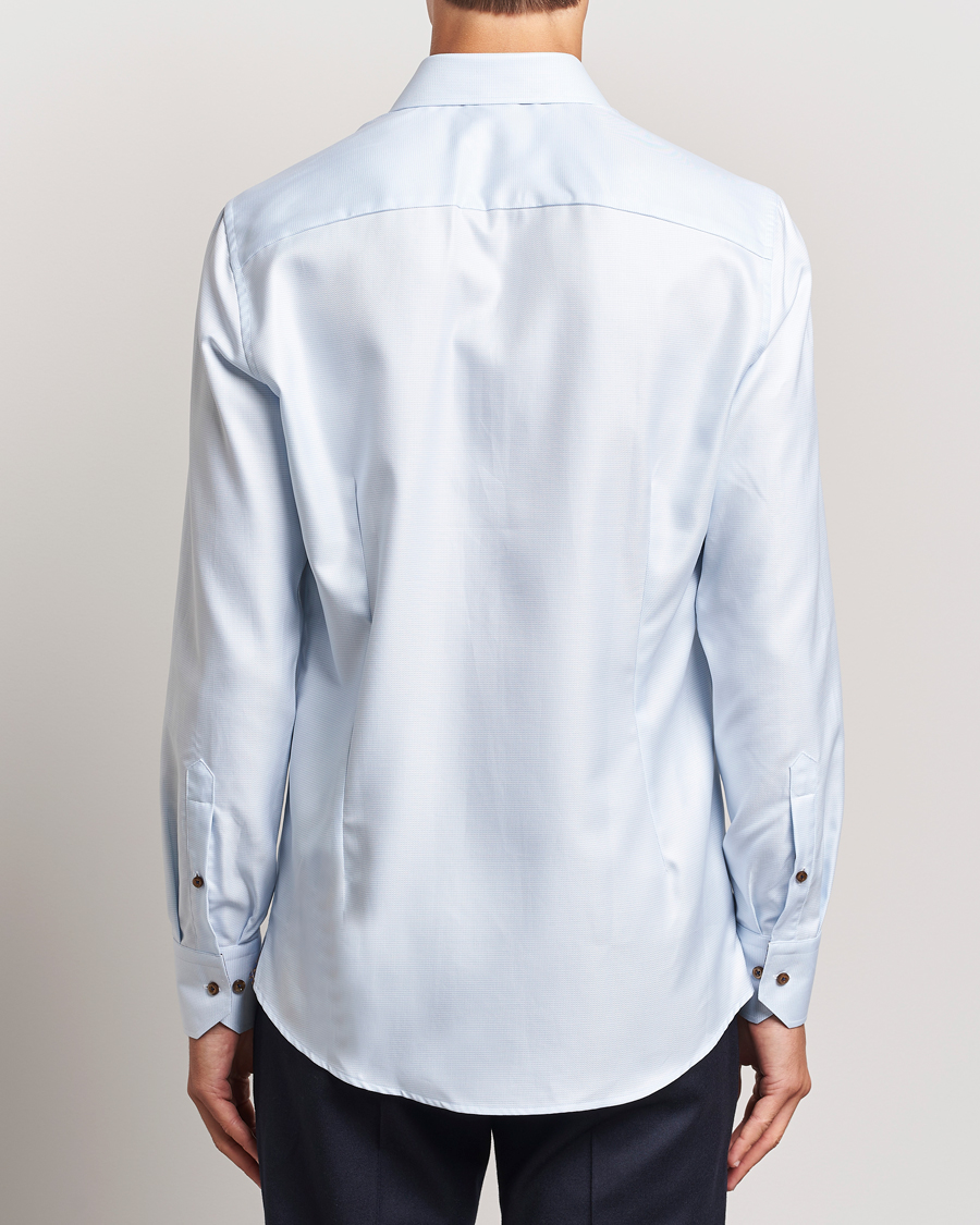 Homme | Chemises | Stenströms | Slimline Houndstooth Contrast Shirt Blue