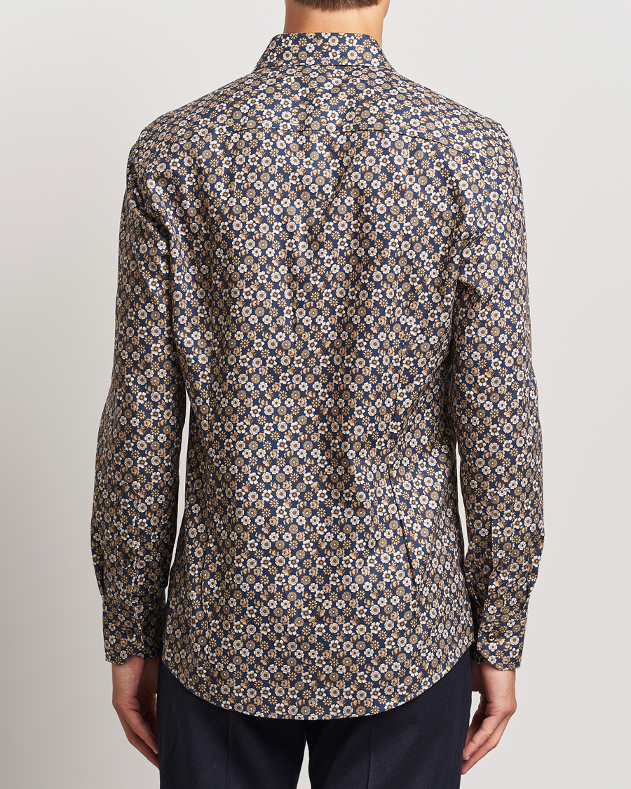 Homme | Chemises | Stenströms | Slimline Printed Cut Away Shirt Blue