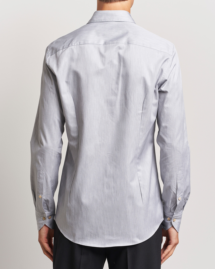Homme | Chemises | Stenströms | Slimline Twill Melange Cut Away Shirt Grey