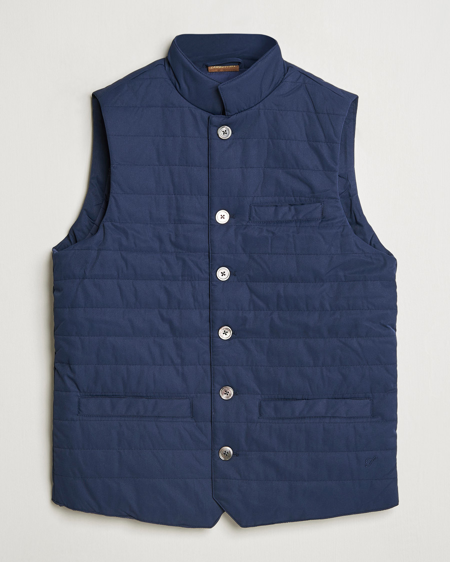 Homme | Manteaux Et Vestes | Stenströms | Dressed Mid Layer Twill Gilet Navy