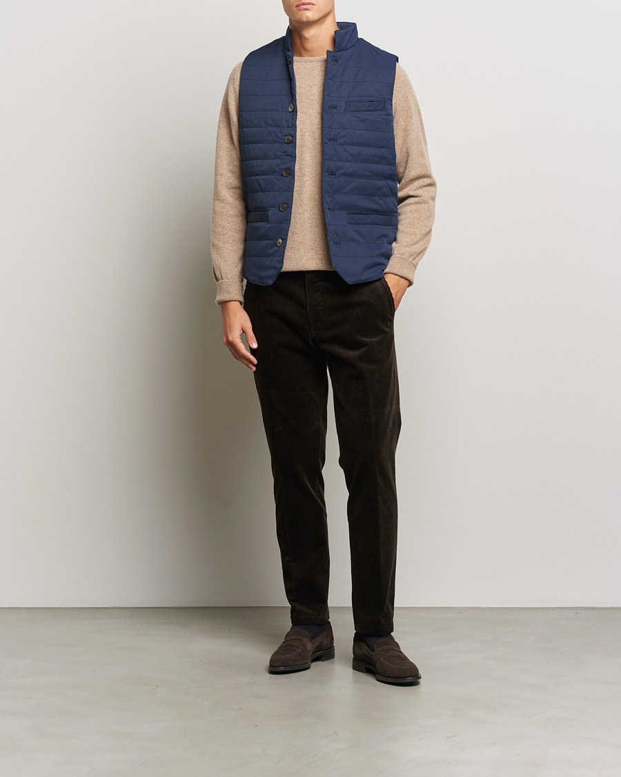 Homme | Manteaux Et Vestes | Stenströms | Dressed Mid Layer Twill Gilet Navy