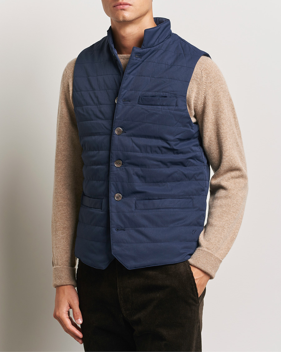Homme | Manteaux Et Vestes | Stenströms | Dressed Mid Layer Twill Gilet Navy