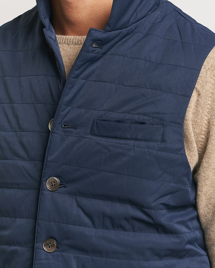 Homme | Manteaux Et Vestes | Stenströms | Dressed Mid Layer Twill Gilet Navy