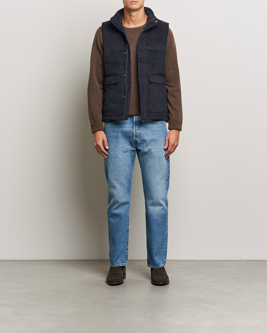 Homme | Manteaux Et Vestes | Stenströms | Pocket Corduroy Vest Navy