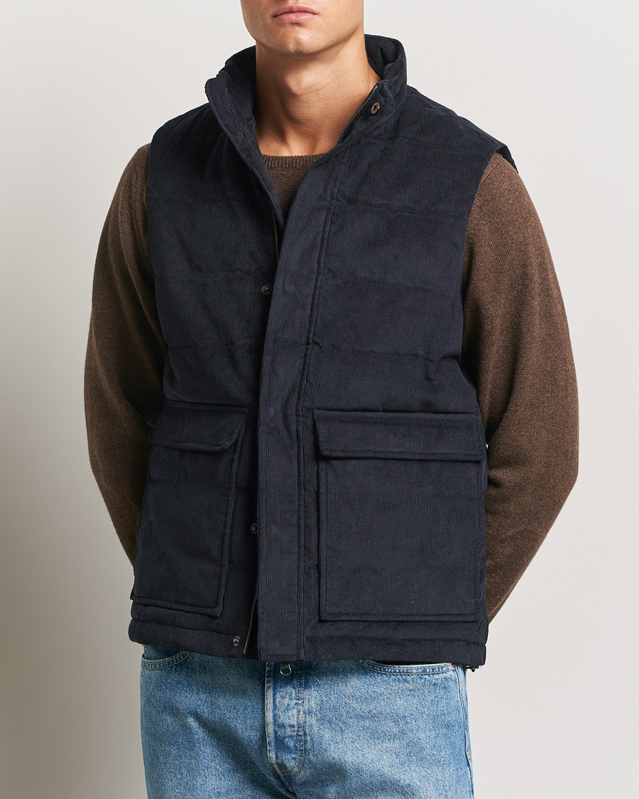 Homme | Manteaux Et Vestes | Stenströms | Pocket Corduroy Vest Navy