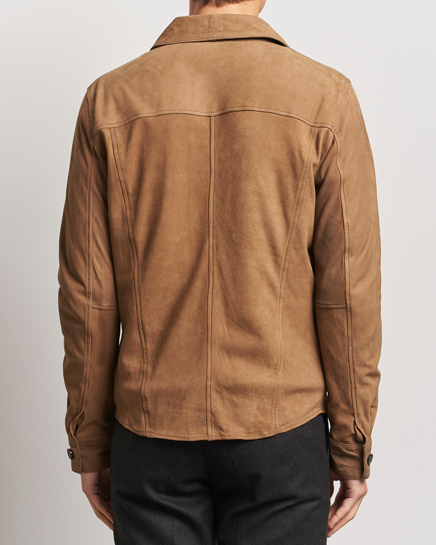 Homme | Chemises | Stenströms | Lamb Suede Overshirt Brown