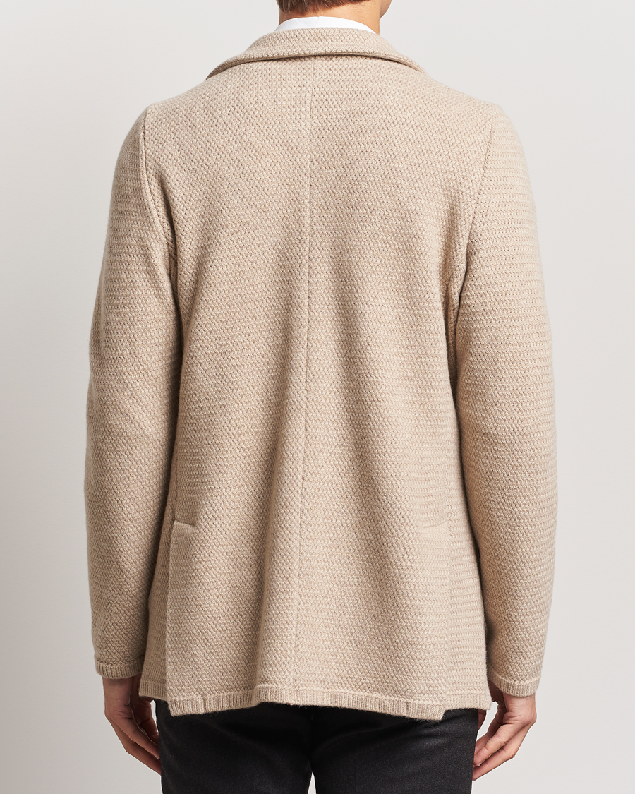 Homme | Blazers | Stenströms | Knitted Textured Merino Wool Blazer Beige