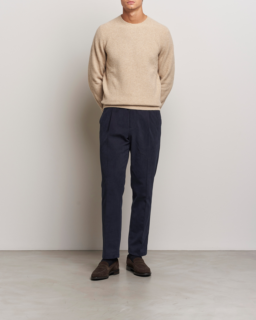 Homme | Pulls Et Tricots | Stenströms | Knitted Ribbed Yak/Merino Sweater Beige