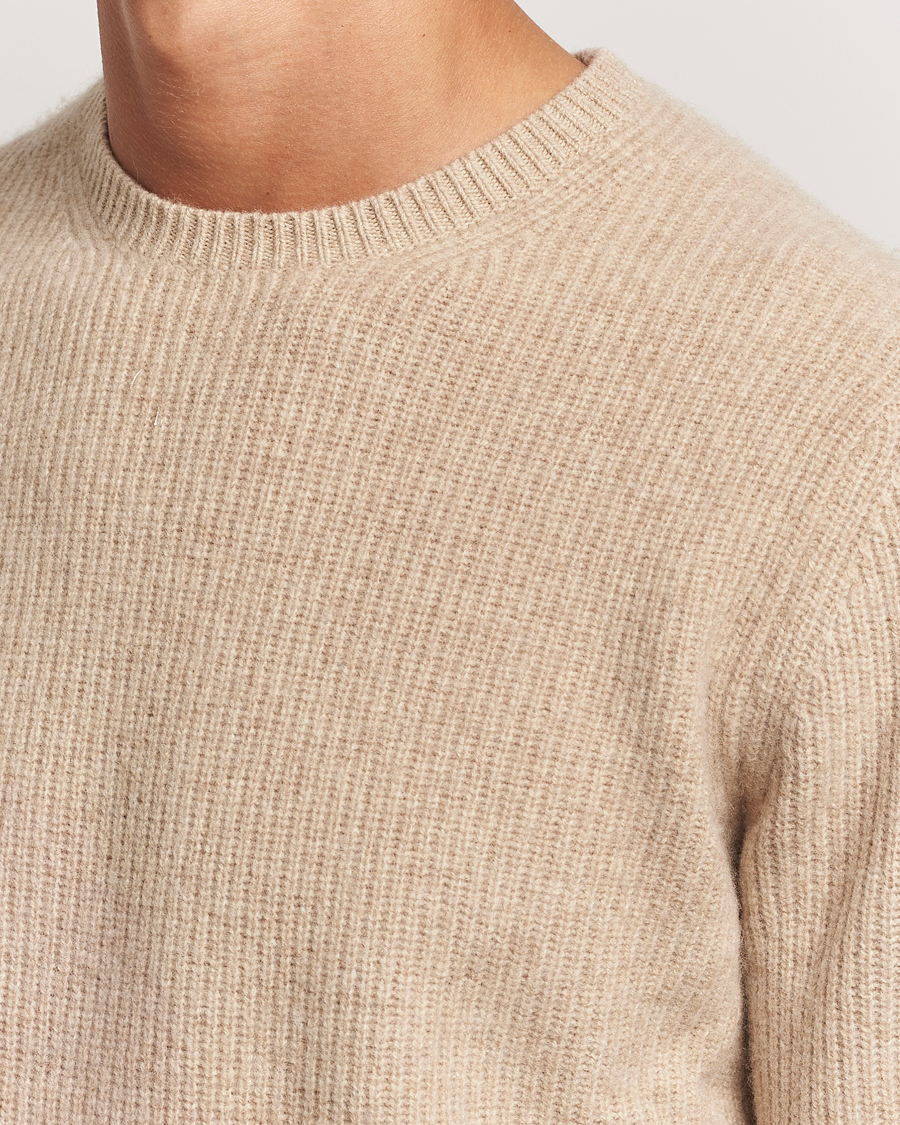 Homme | Pulls Et Tricots | Stenströms | Knitted Ribbed Yak/Merino Sweater Beige