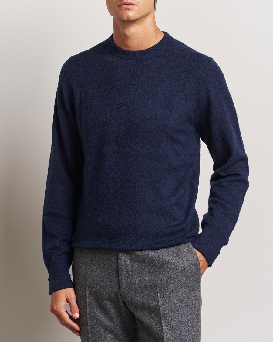 Homme | Pulls Et Tricots | Stenströms | Brushed Merino Crew Neck Navy