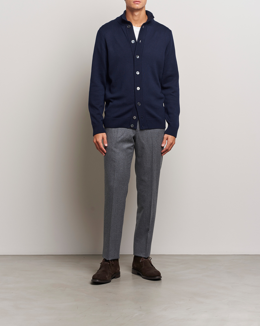 Homme | Pulls Et Tricots | Stenströms | Chunky Knitted Merino Cardigan Navy