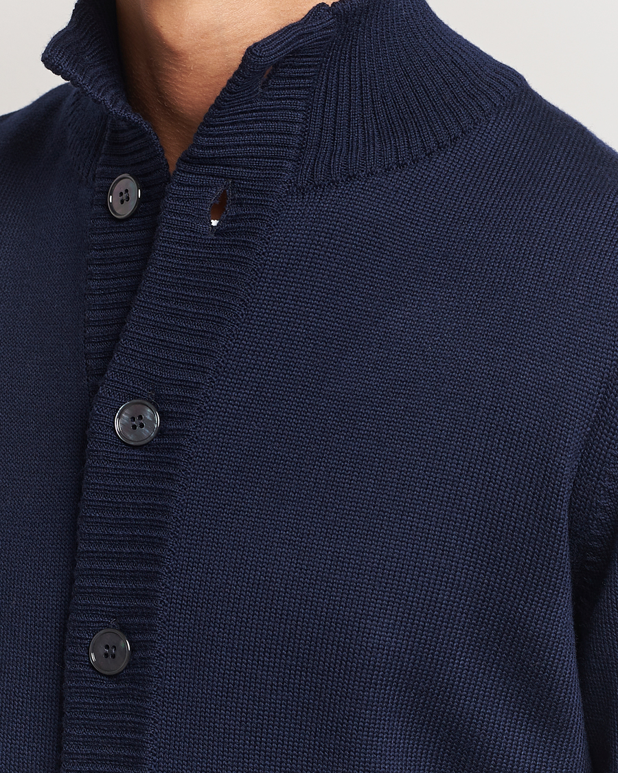 Homme | Pulls Et Tricots | Stenströms | Chunky Knitted Merino Cardigan Navy