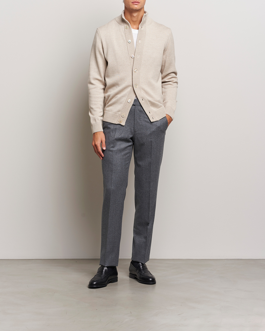 Homme | Pulls Et Tricots | Stenströms | Chunky Knitted Merino Cardigan Beige