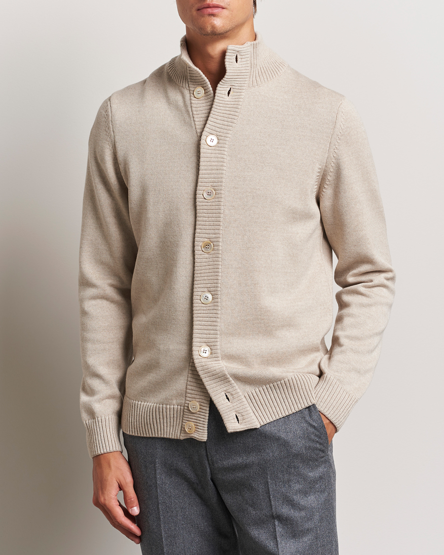 Homme | Pulls Et Tricots | Stenströms | Chunky Knitted Merino Cardigan Beige