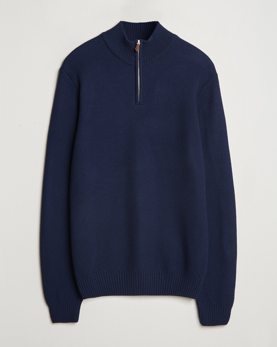 Homme | Pulls Et Tricots | Stenströms | Chunky Merino Knitted Half Zip Navy