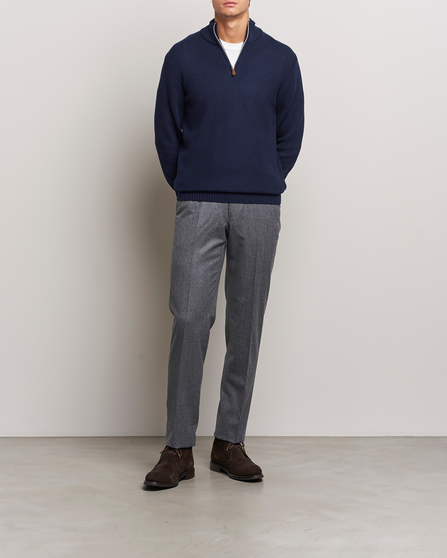 Homme | Pulls Et Tricots | Stenströms | Chunky Merino Knitted Half Zip Navy