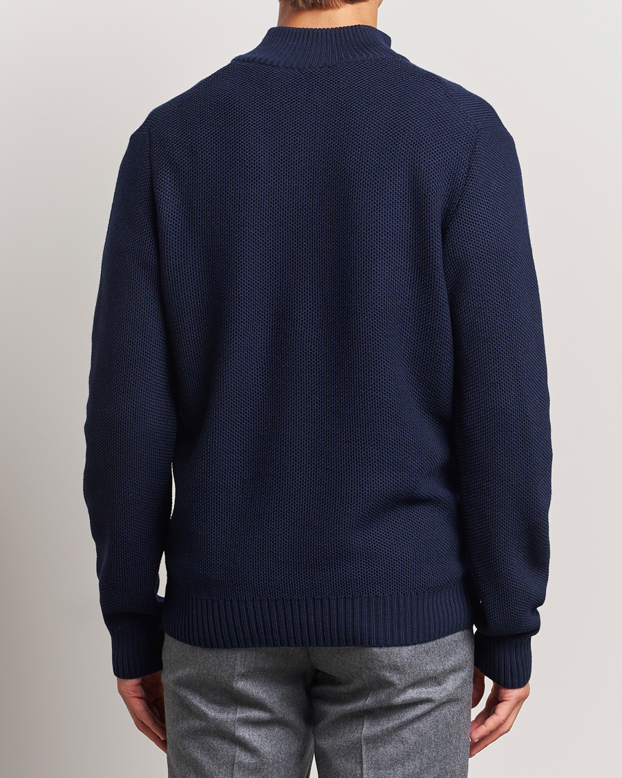 Homme | Pulls Et Tricots | Stenströms | Chunky Merino Knitted Half Zip Navy