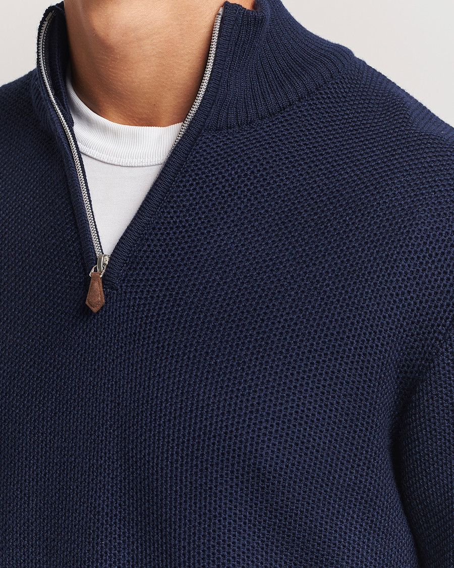 Homme | Pulls Et Tricots | Stenströms | Chunky Merino Knitted Half Zip Navy