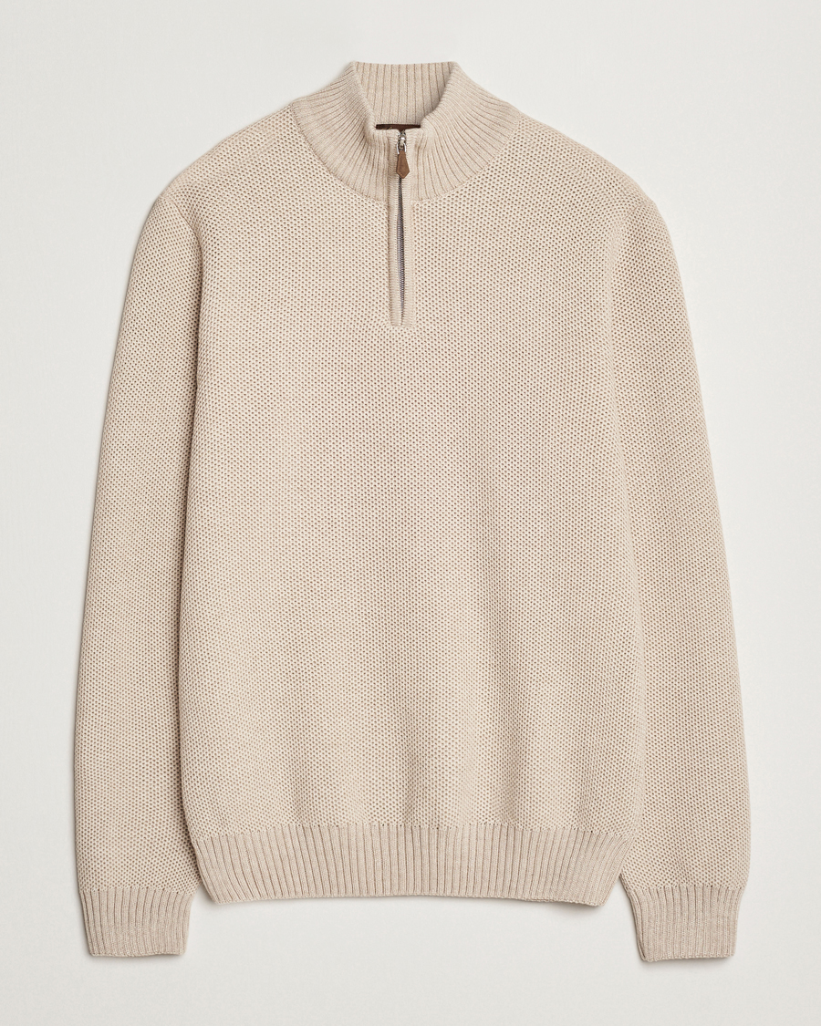 Homme | Pulls Et Tricots | Stenströms | Chunky Merino Knitted Half Zip Beige