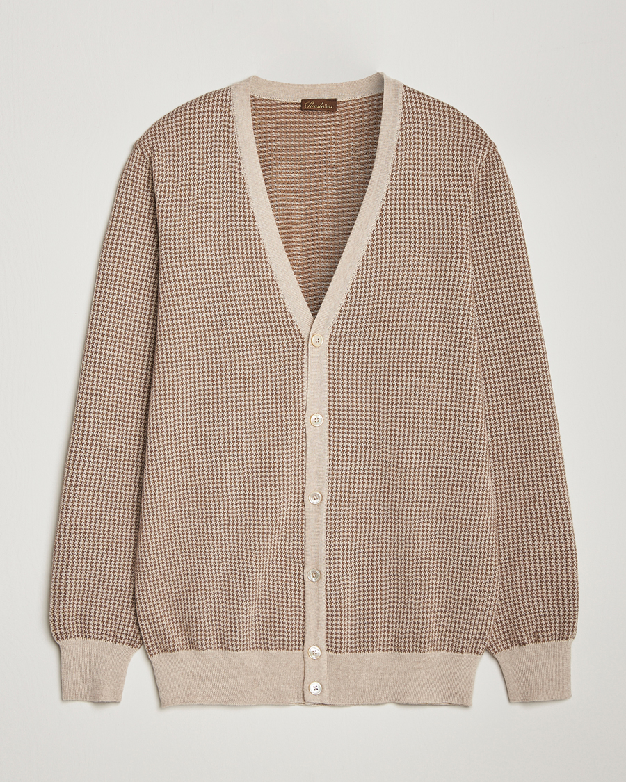 Homme | Pulls Et Tricots | Stenströms | Pepita Merino Wool Cardigan Brown