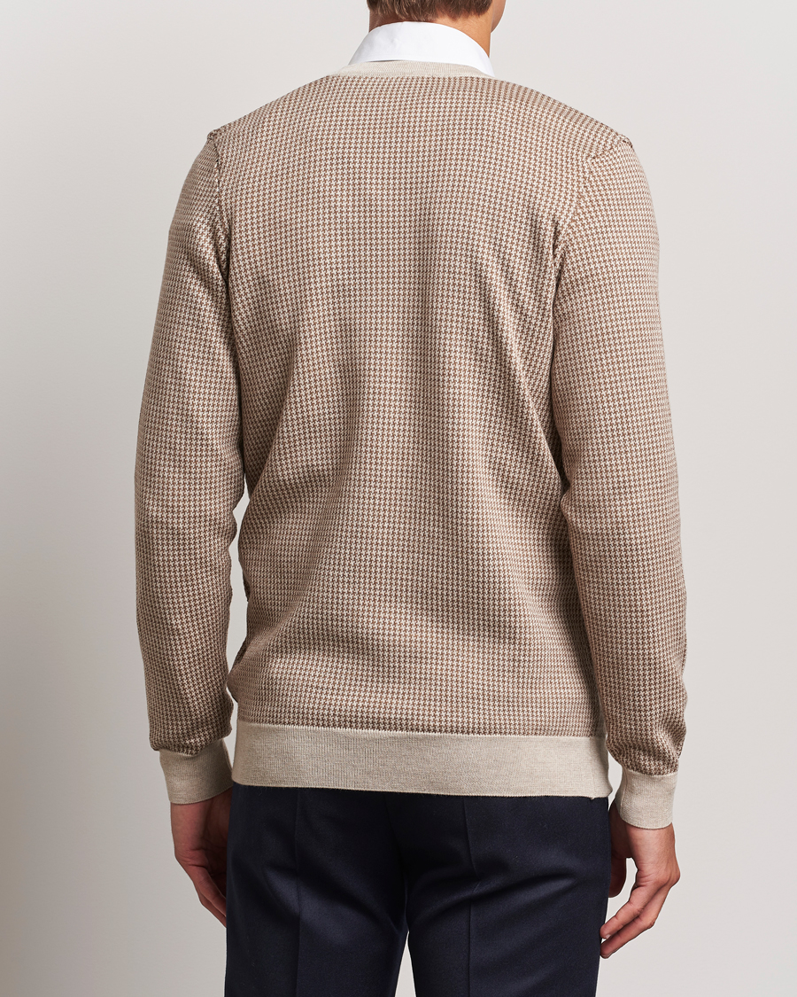 Homme | Pulls Et Tricots | Stenströms | Pepita Merino Wool Cardigan Brown