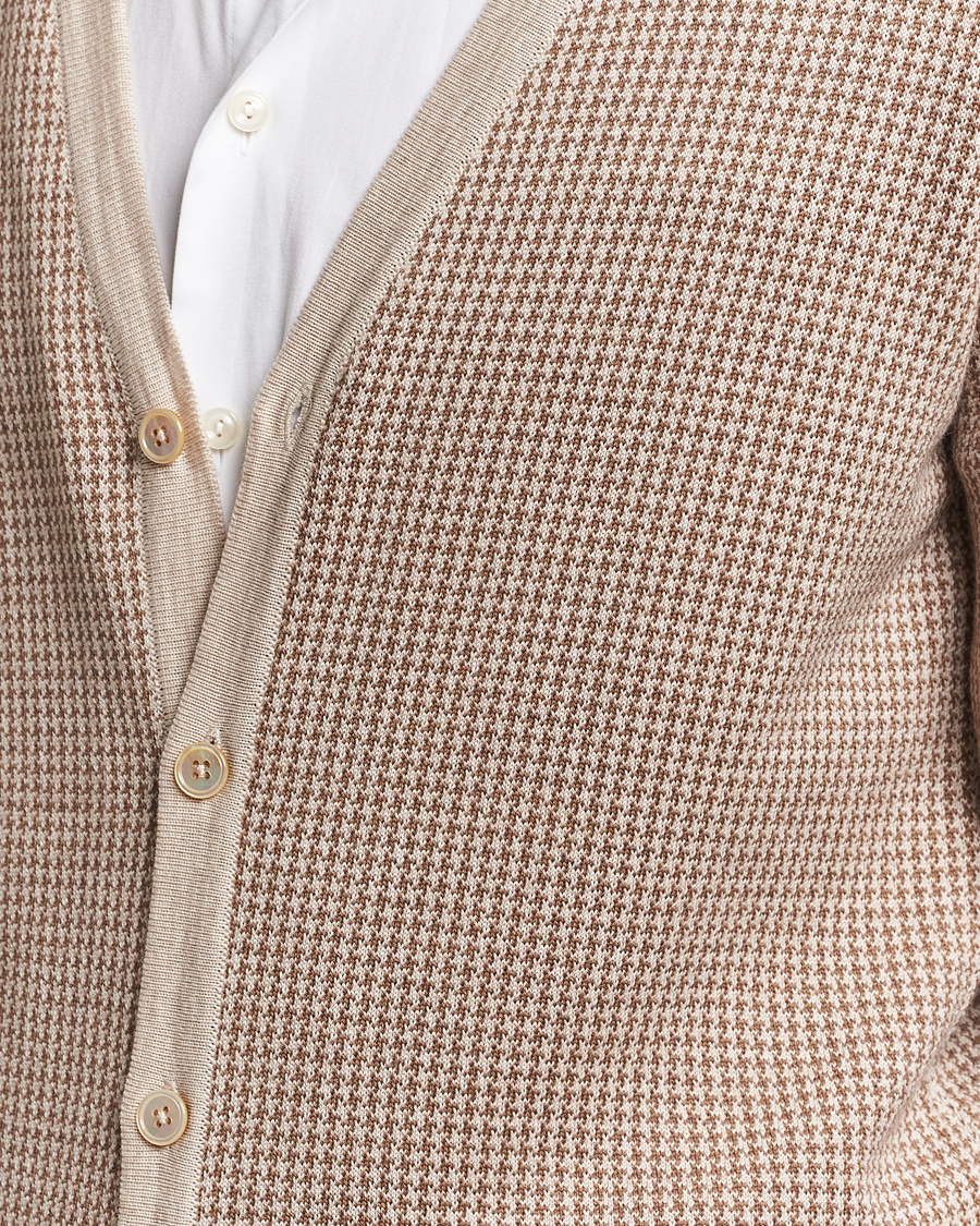 Homme | Pulls Et Tricots | Stenströms | Pepita Merino Wool Cardigan Brown