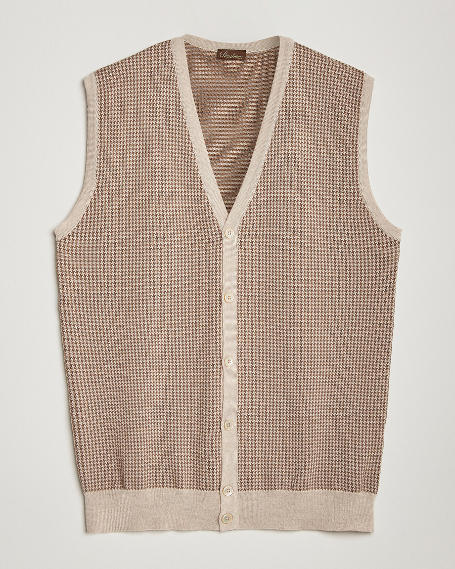 Homme | Pulls Et Tricots | Stenströms | Pepita Merino Wool Vest Brown