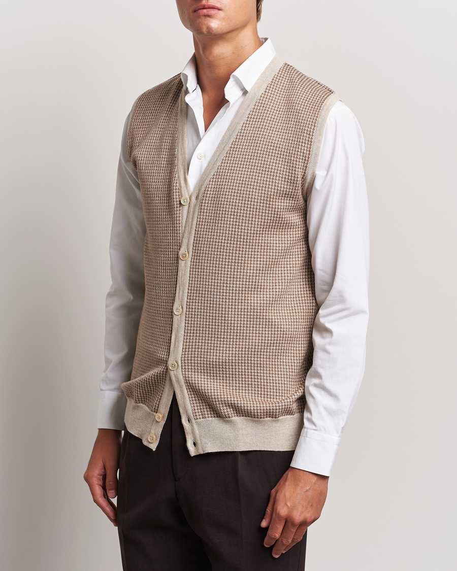 Homme | Pulls Et Tricots | Stenströms | Pepita Merino Wool Vest Brown