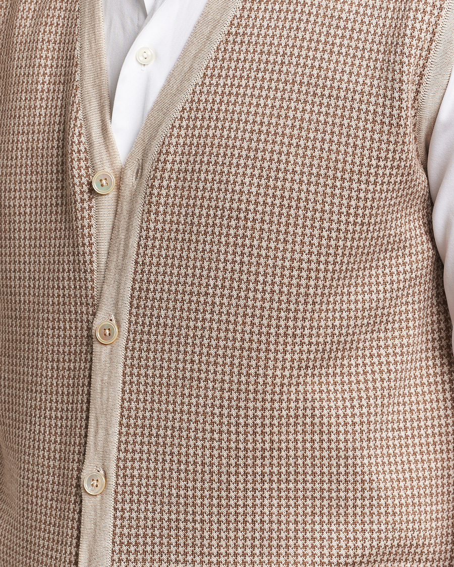 Homme | Pulls Et Tricots | Stenströms | Pepita Merino Wool Vest Brown