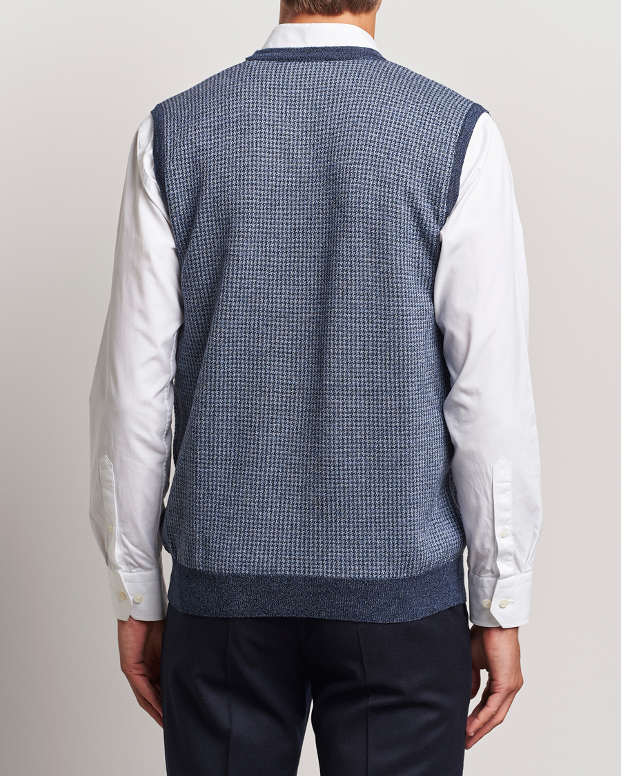 Homme | Pulls Et Tricots | Stenströms | Pepita Merino Wool Vest Navy