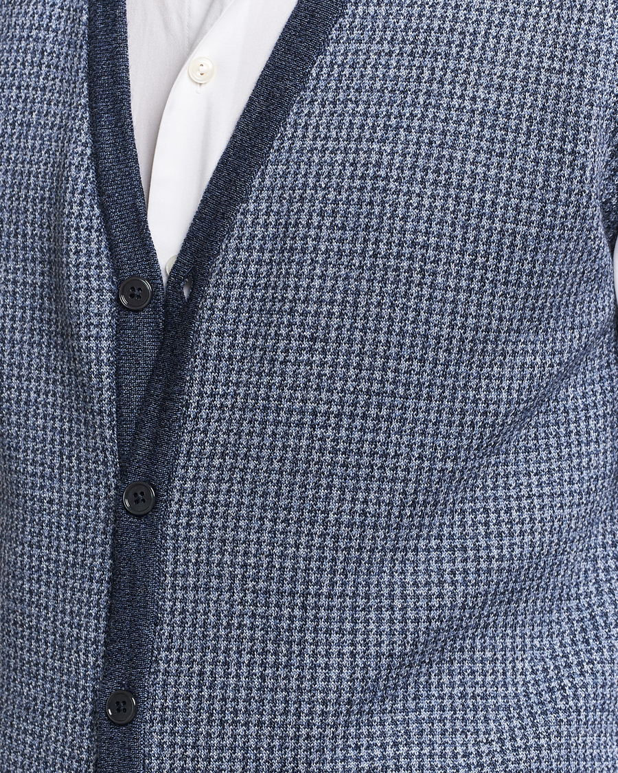 Homme | Pulls Et Tricots | Stenströms | Pepita Merino Wool Vest Navy