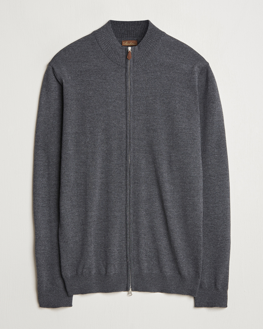 Homme | Pulls Et Tricots | Stenströms | Merino Full Zip Dark Grey
